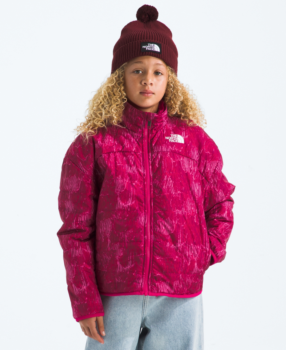 The North Face Girls 6-16 Reversible Shasta Full-zip Printed Jacket In Pink