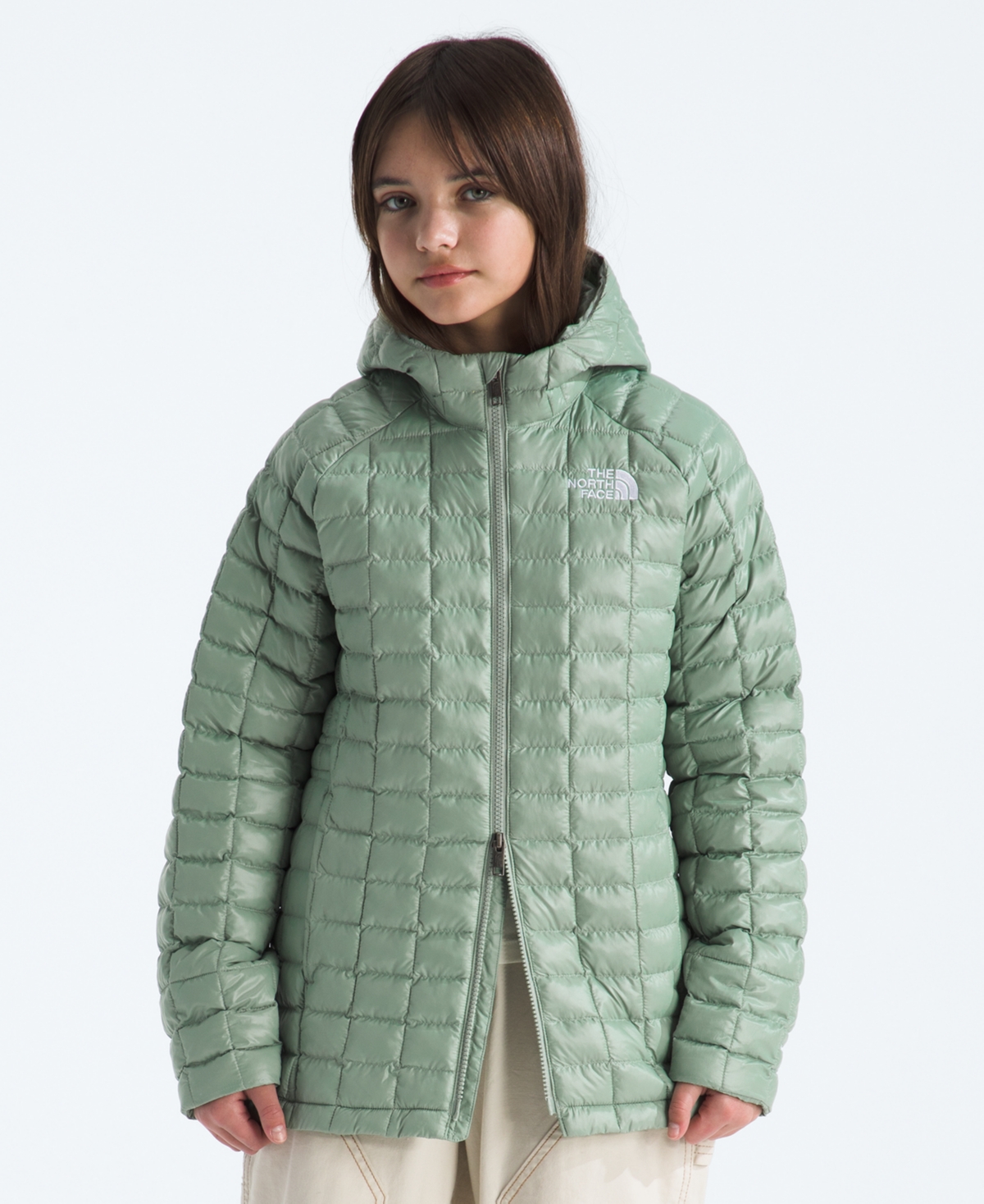 The North Face Girls 6-16 Thermobal Parka Jacket In Green