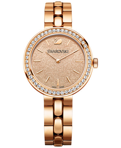 Swarovski Women's Swiss Daytime Crystal Accent Rose Gold-Tone Stainless Steel Bracelet Watch 34mm