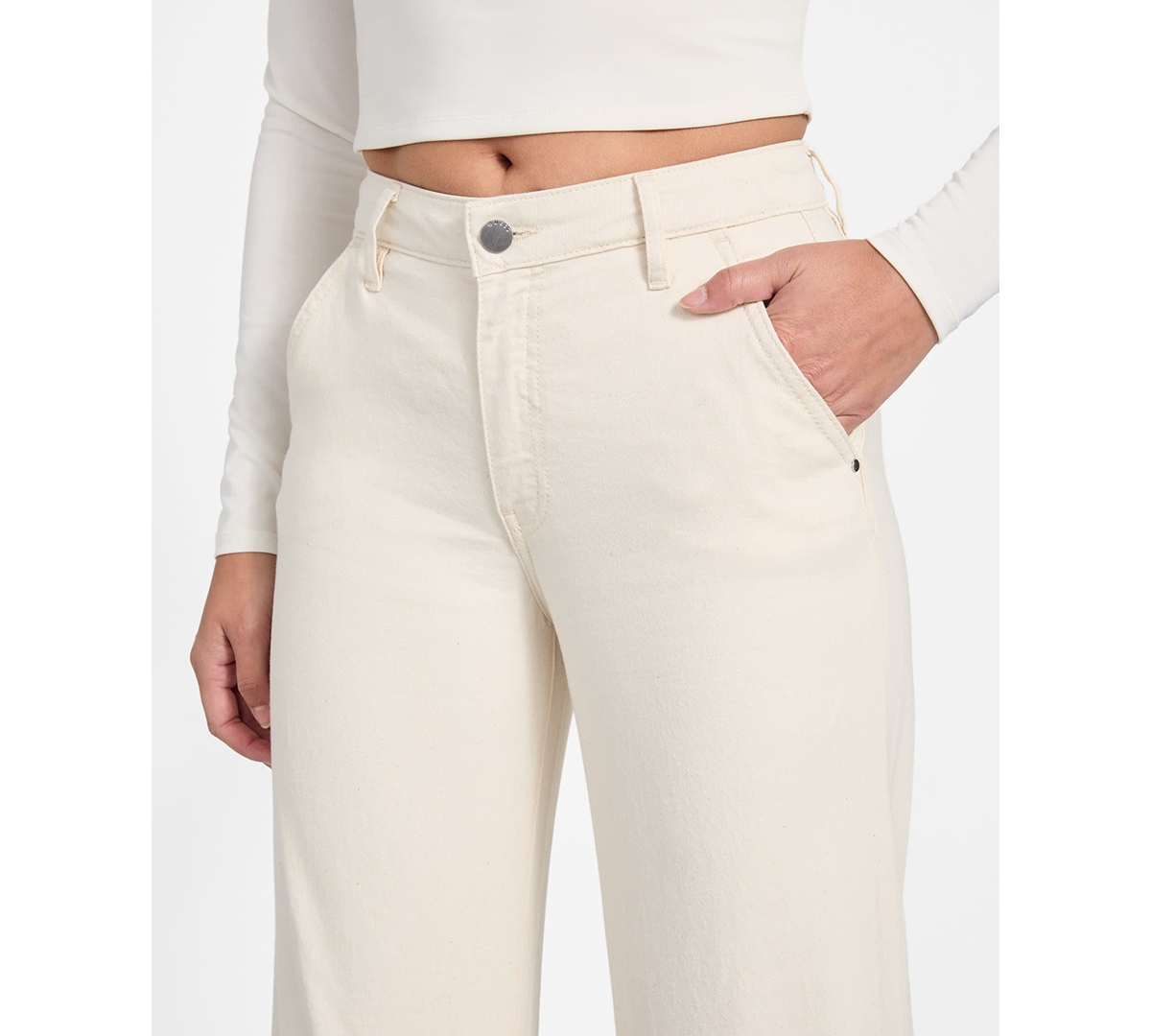 Guess Women's Wide Leg Stretch Denim Jeans In White