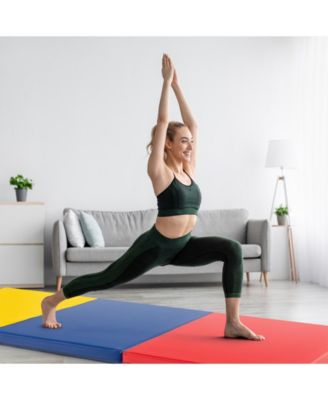 6 x 2 FT Tri-Fold Gym Mat with Handles and Removable Zippered Cover-Multicolor