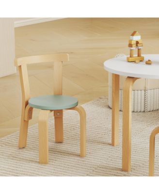 5 Piece Kids Table and Chair Set, Wooden Table and 4 Chairs,