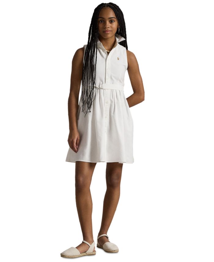 Polo Ralph Lauren Girls' 7-16 Belted Cotton Oxford Shirtdress
