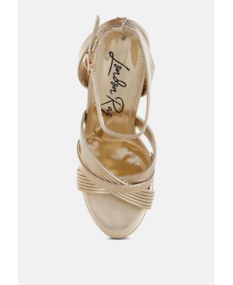 Womens Socialite Metallic Ankle Strap Heel Sandals