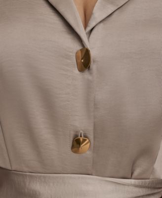 Plus Size Satin Collared Jumpsuit