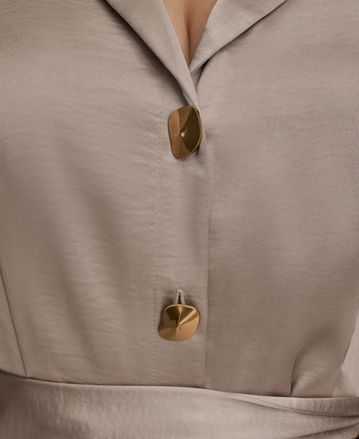 Donna Karan Plus Size Satin Collared Jumpsuit In Multi