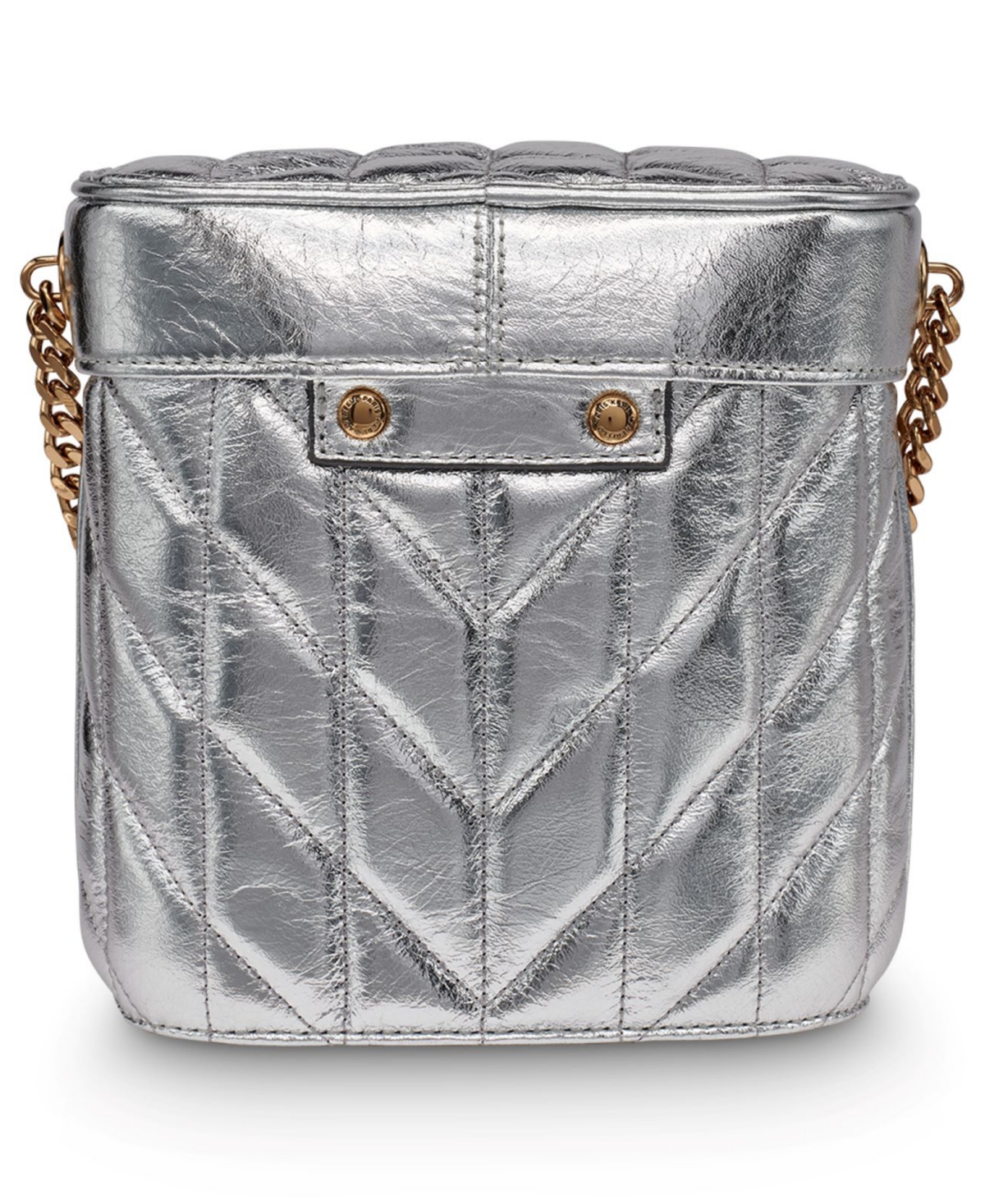 Karl Lagerfeld Lafayette Leather Crossbody Bag In Silver