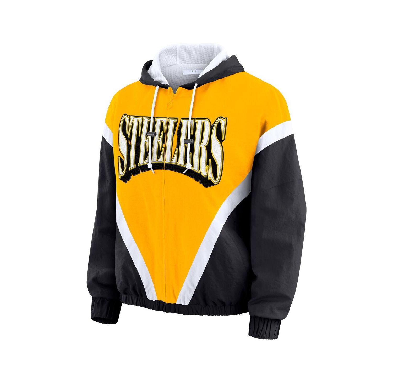 Women's Gold/Black Pittsburgh Steelers Retro Crinkle Full-Zip Hoodie Windbreaker