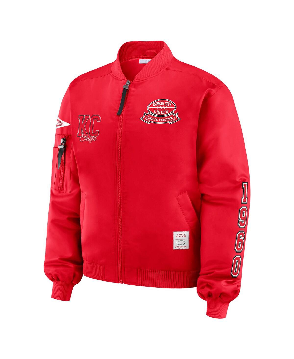 Wear By Erin Andrews Women's Red Kansas City Chiefs Patch Full-zip Bomber Jacket In Red