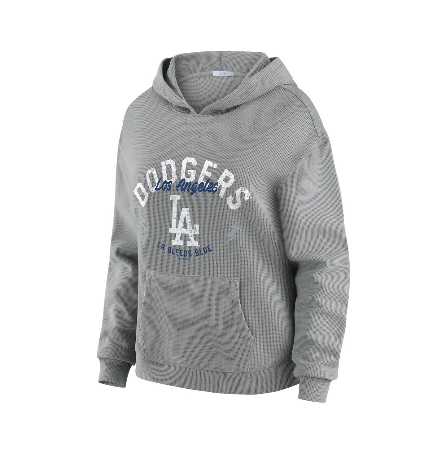 Женский комплект Wear by Erin Andrews Los Angeles Dodgers: вафельный худи и брюки, серый — фото 1