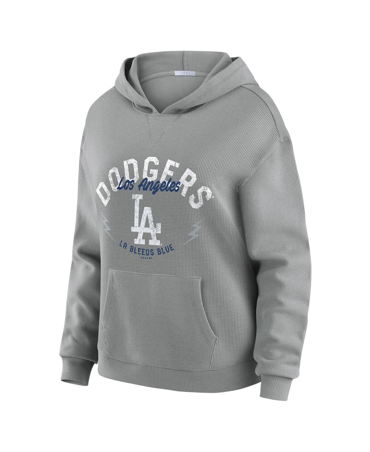 Wear By Erin Andrews Women's 2-piece Gray Los Angeles Dodgers Waffle-knit Long-sleeve Hoodie And Lounge Pant Set In Gray