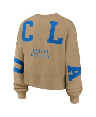 Women's Tan UCLA Bruins Oversized Phoenix 2-Hit Pullover Sweatshirt