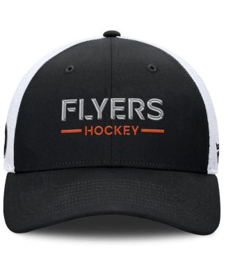 Men's Black/White Philadelphia Flyers Authentic Pro Rink Lockup Adjustable Trucker Hat