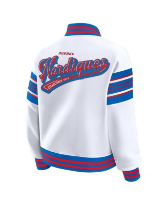 Women's White/Blue Quebec Nordiques Full-Snap Fleece Sweatshirt Jacket