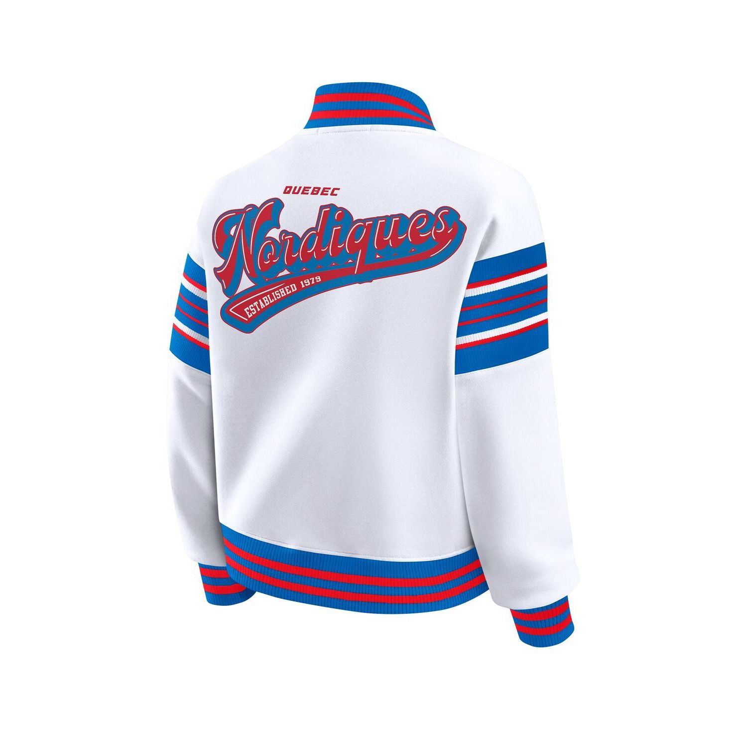 Women's White/Blue Quebec Nordiques Full-Snap Fleece Sweatshirt Jacket