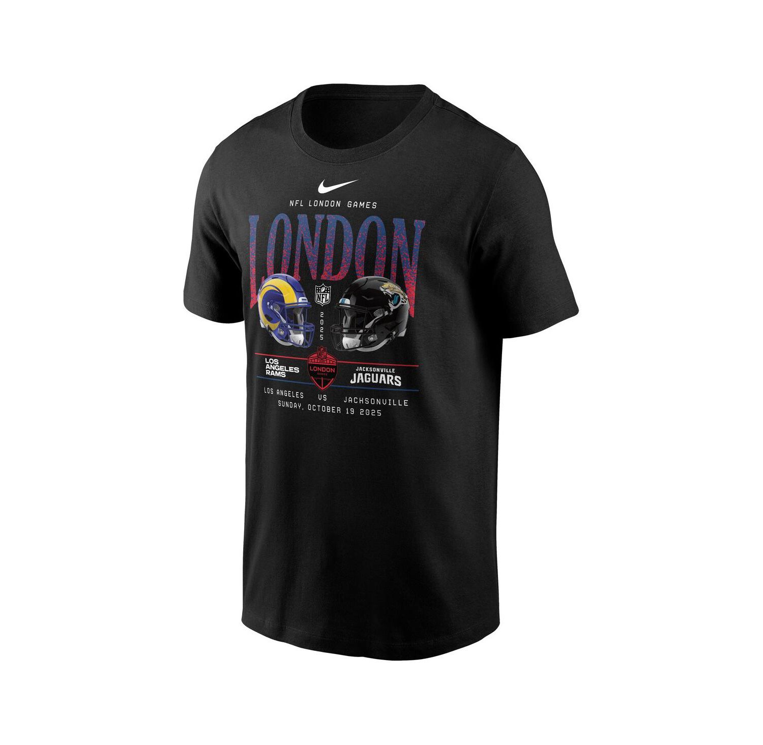 Men's Black Los Angeles Rams vs. Jacksonville Jaguars International Games London 2025 T-Shirt