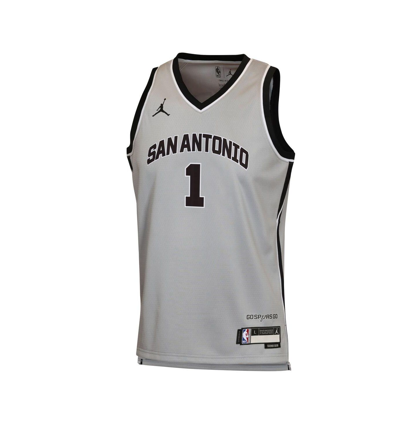 Детское джерси Jordan Victor Wembanyama San Antonio Spurs Swingman, Silver — фото 2