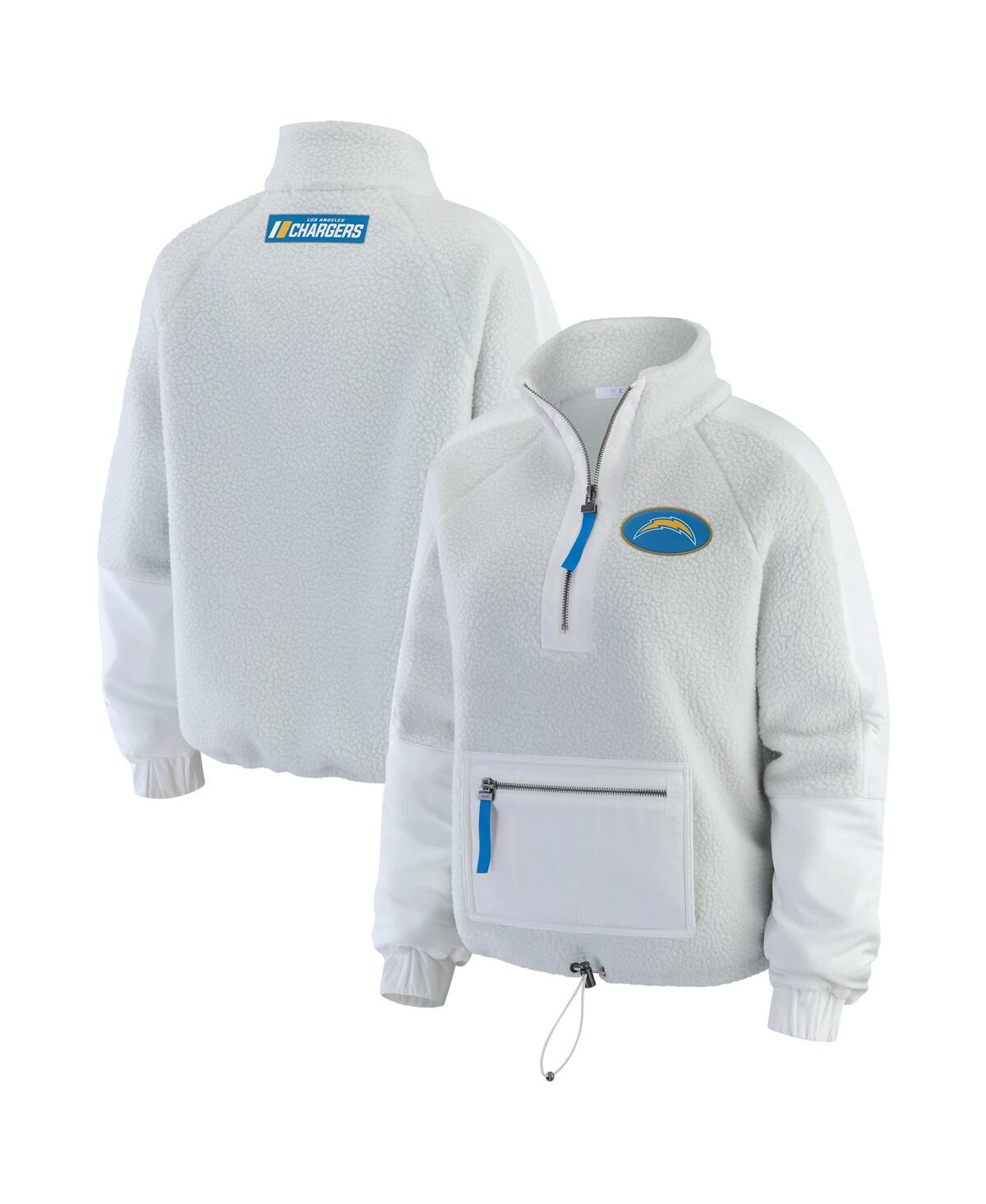 Wear By Erin Andrews Women's White Los Angeles Chargers Polar Fleece Half-zip Jacket In White