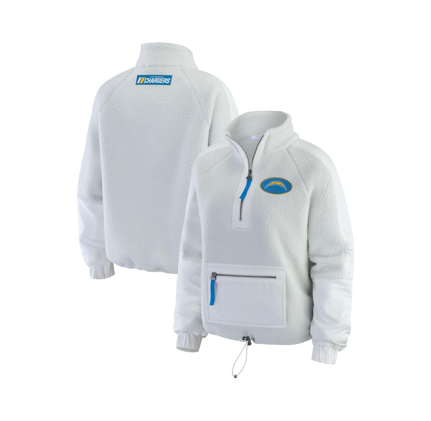 Women's White Los Angeles Chargers Polar Fleece Half-Zip Jacket