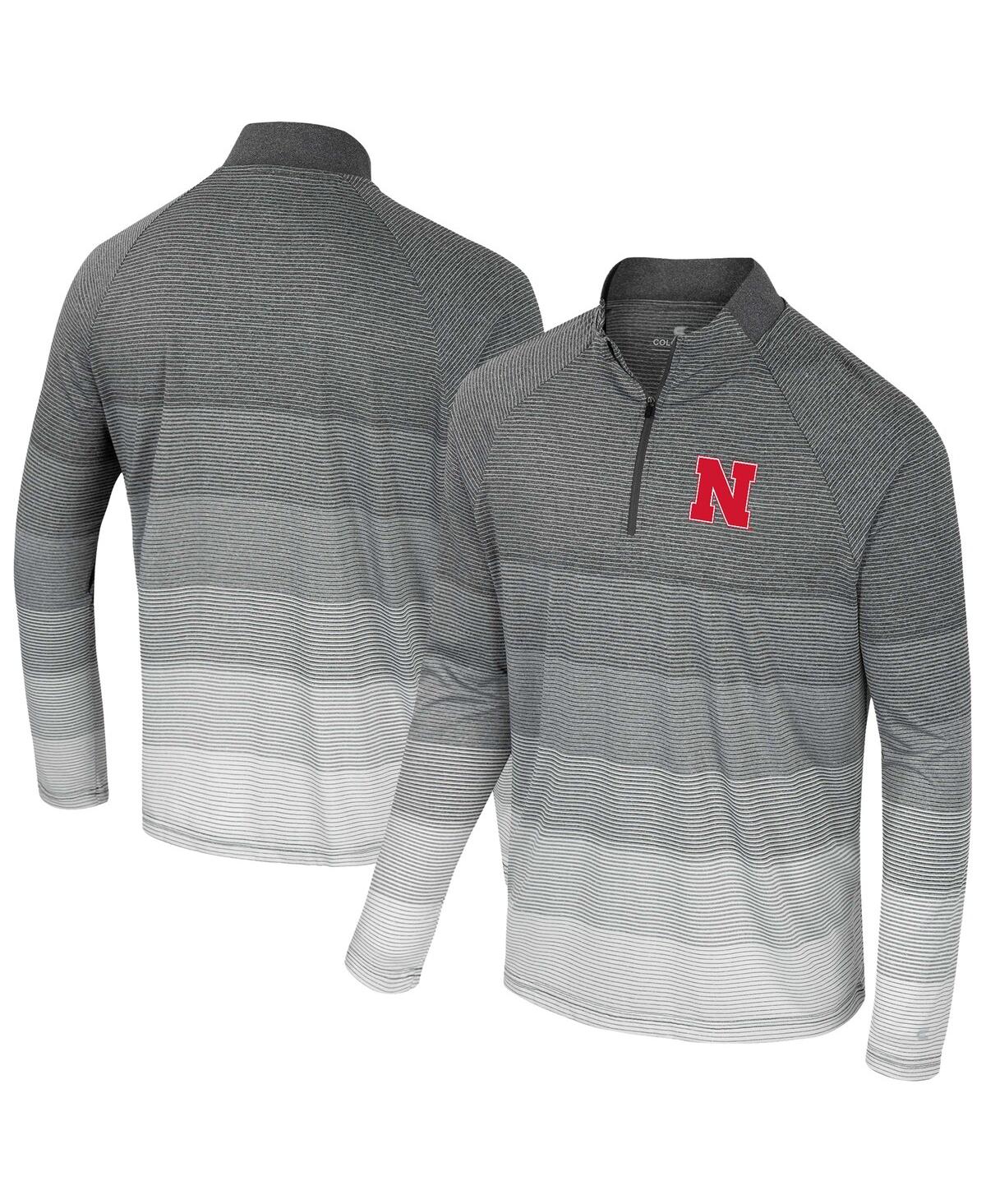 Colosseum Men's Gray Nebraska Huskers Ai Striped Mesh Quarter-Zip Raglan Windshirt Jacket