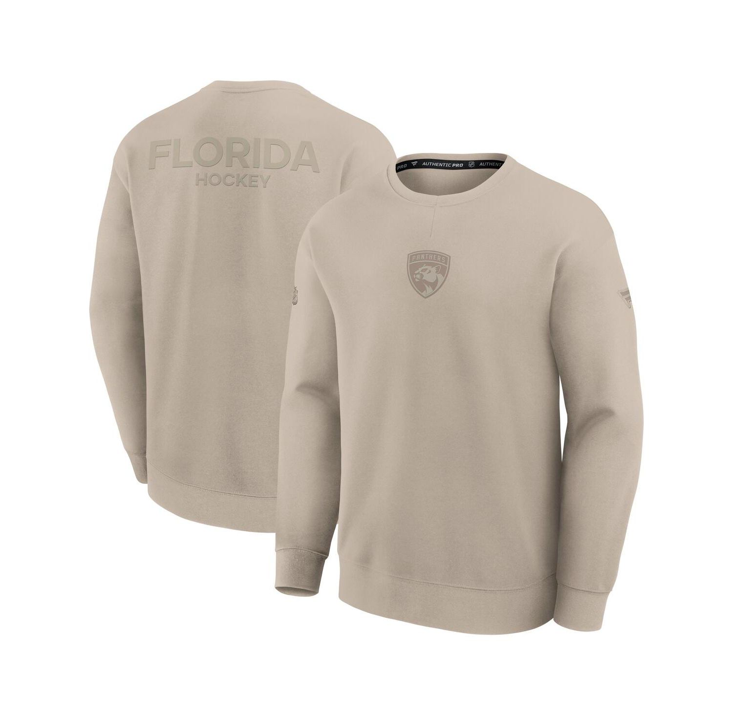 Men's Tan Florida Panthers Authentic Pro Road Tri-Blend Sweatshirt