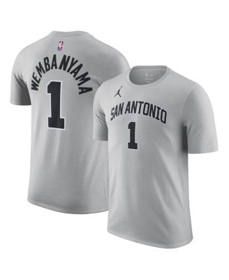 Jordan - Men's and Women's Victor Wembanyama Silver San Antonio Spurs Name Number T-Shirt