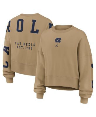 Jordan - Women's Tan North Carolina Tar Heels Oversized Phoenix 2-Hit Pullover Sweatshirt
