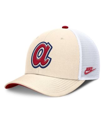 Nike - Men's Natural Atlanta Braves Cooperstown Collection Dri-FIT Rise Trucker Adjustable Hat