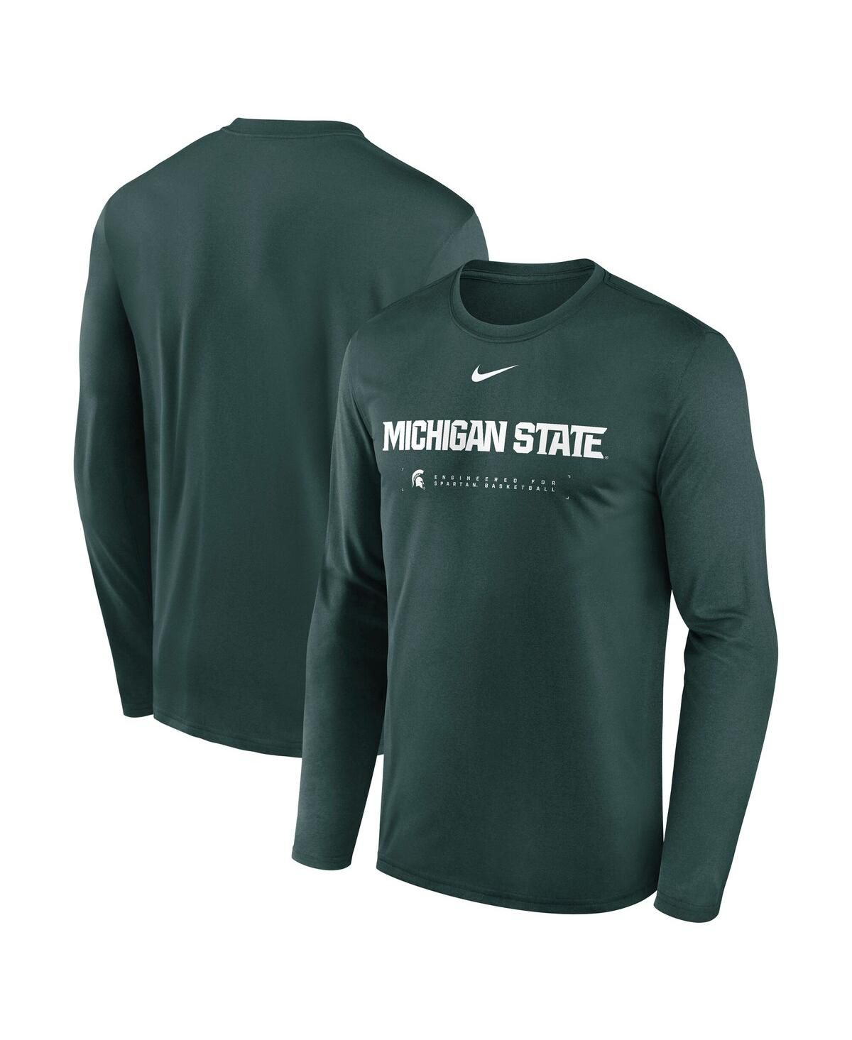 Мужская зеленая футболка с длинным рукавом Dri-FIT от Michigan State Spartans 2025 Courtside Basketball Shootaround Legend