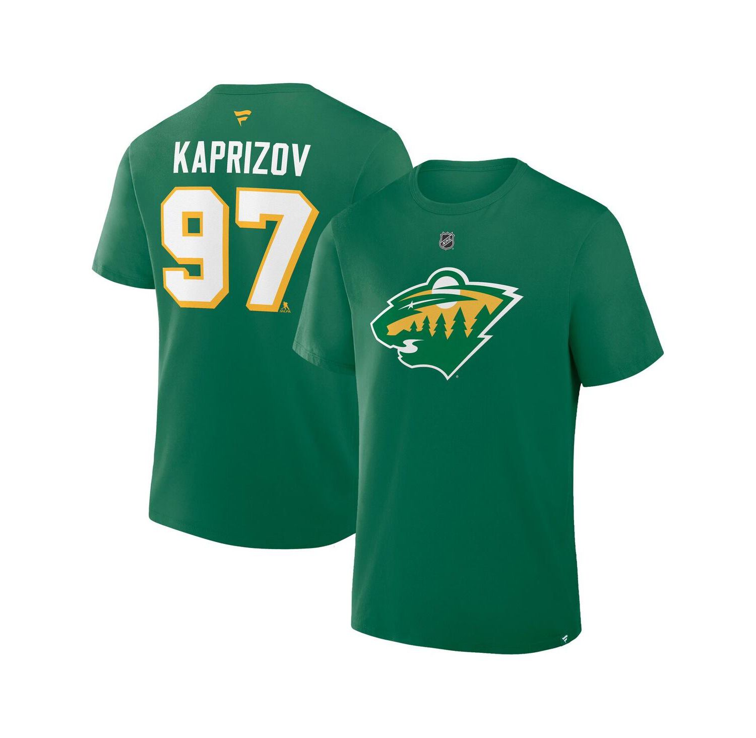 Men's Kirill Kaprizov Kelly Green Minnesota Wild Authentic Stack Name & Number T-Shirt