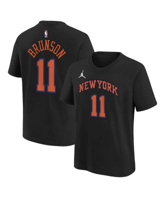 Jordan - Big Boys and Girls Jalen Brunson Black New York Knicks Name Number T-Shirt