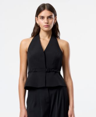 French Connection - Women's Harry Suiting Belted Halter V-Neck Top