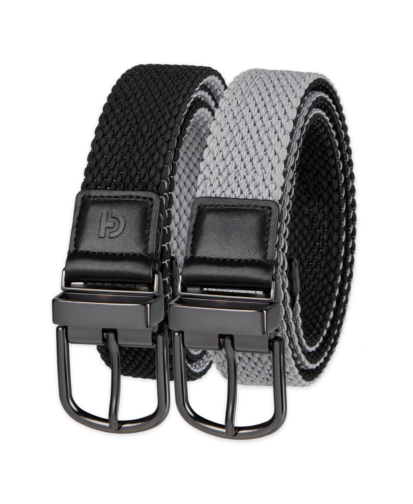 Мужской ремень Cole Haan Two-in-One Reversible Braided Stretch Belt, цвет: Чёрный / Серый — фото 6