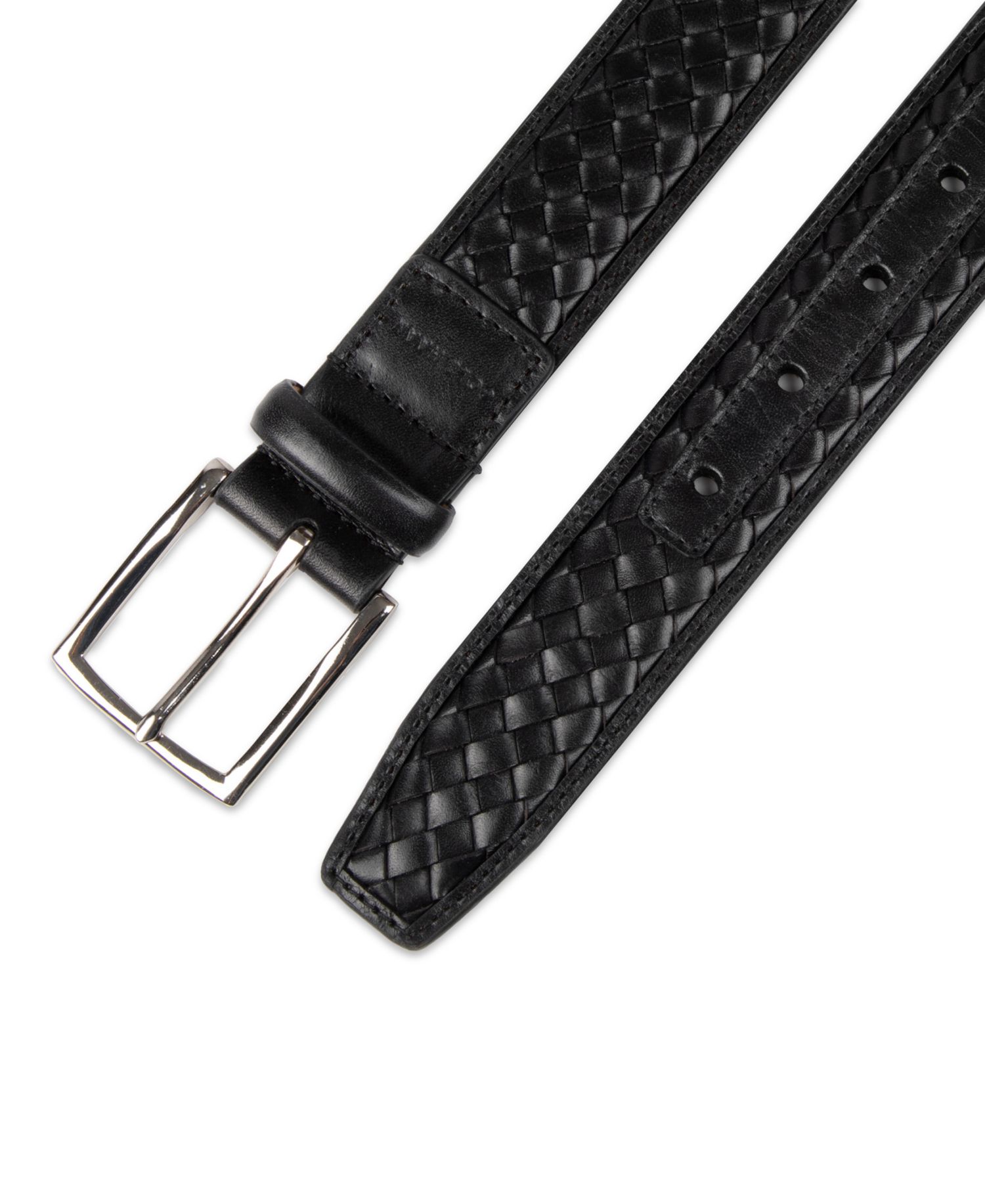 35MM Men's Woven Inlay Leather Dress Belt