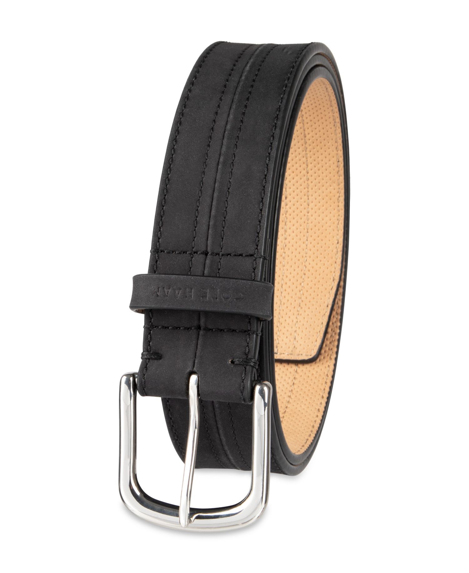 35MM Men's Seam-Stitched Leather Dress Belt