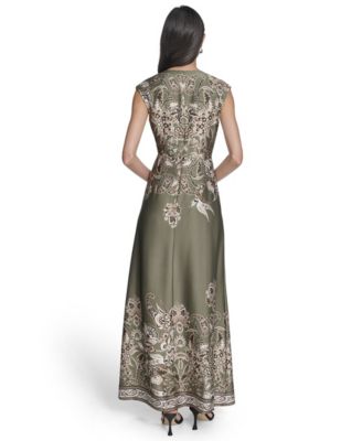 Women's Printed Extended V-Neck Dress