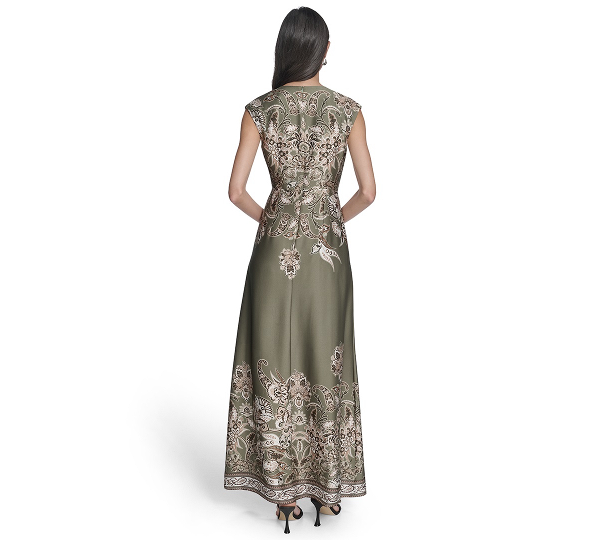 Vince Camuto Women's Printed Extended V-neck Dress In Green