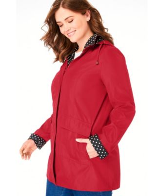 Plus Size Dot Trim Raincoat