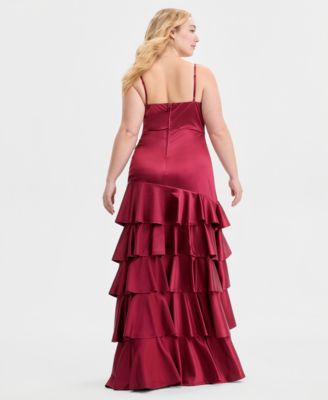 Trendy Plus Size Sleeveless Ruffled Gown