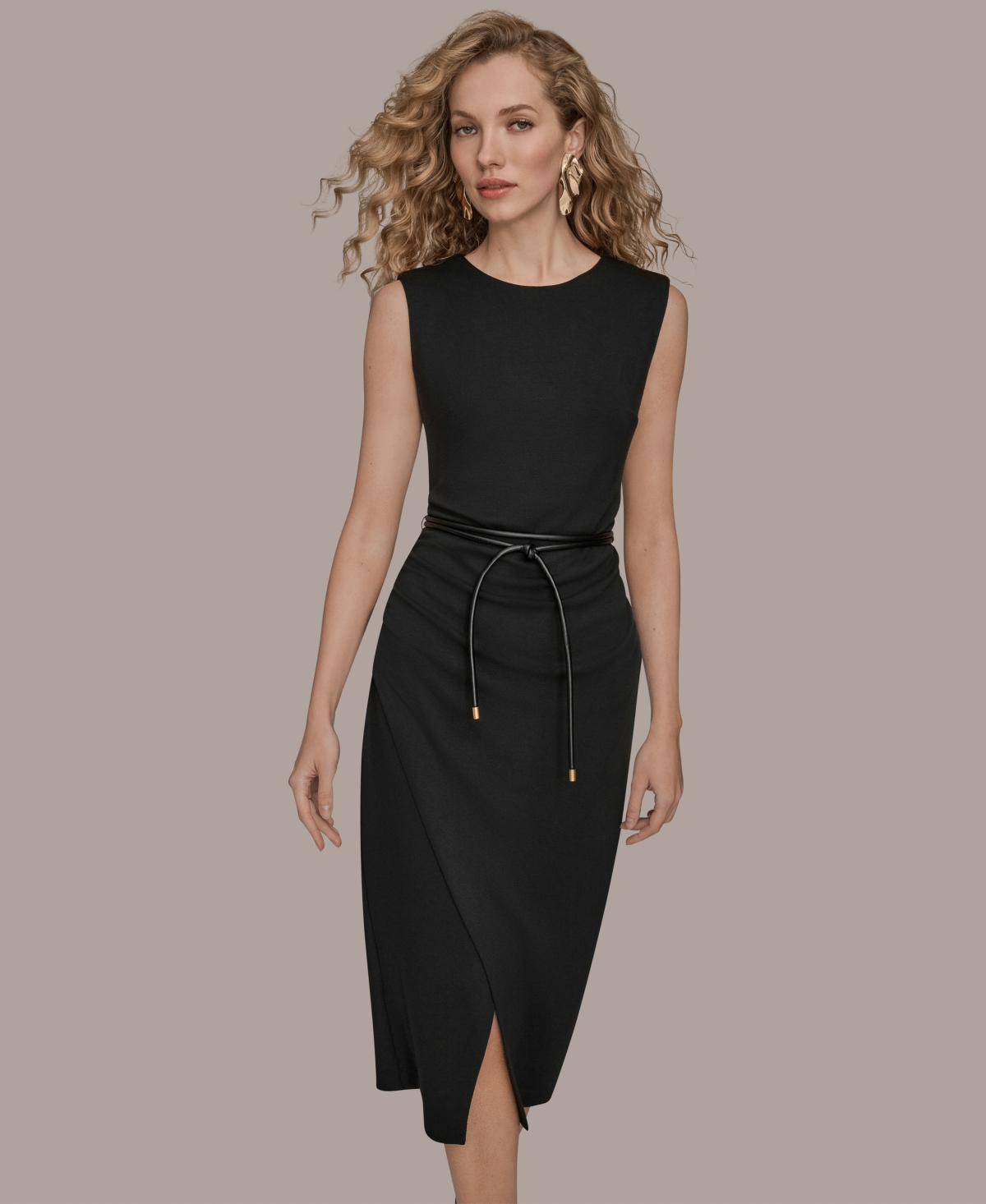 Donna Karan Wm Poly Dress In Black