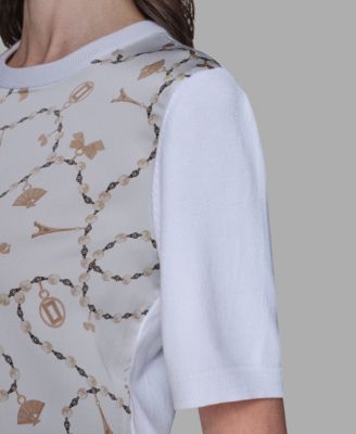 Women's Short-Sleeve Printed Sweater