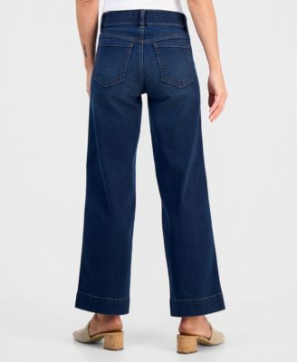Petite Pull-On Shaping High-Rise Wide-Leg Jeans, Macy's Exclusive 