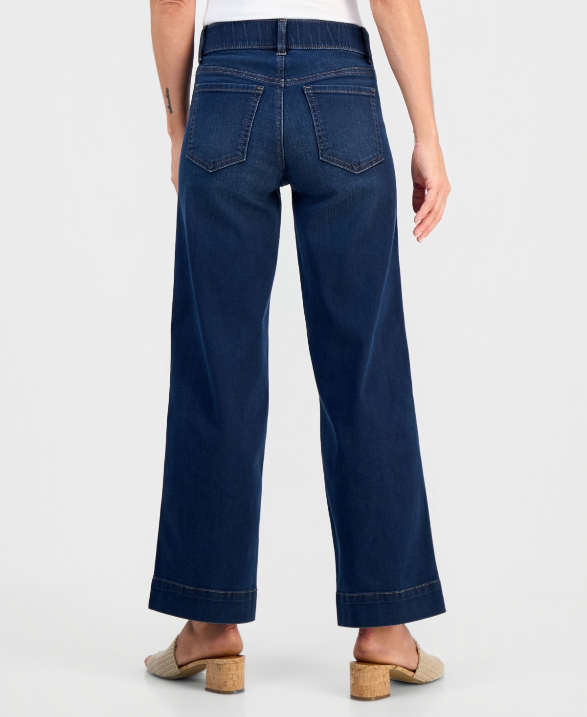 Style & Co Petite Pull-on Shaping High-rise Wide-leg Jeans, Macy's Exclusive In Blue