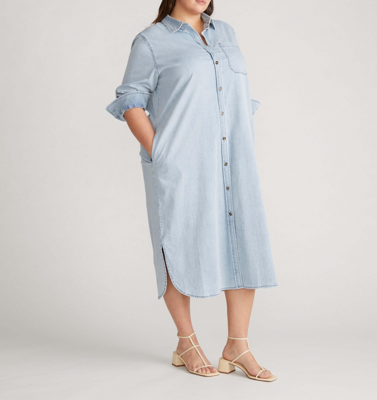 Universal Standard Women's Odeon Stretch Cotton Chambray Shirtdress