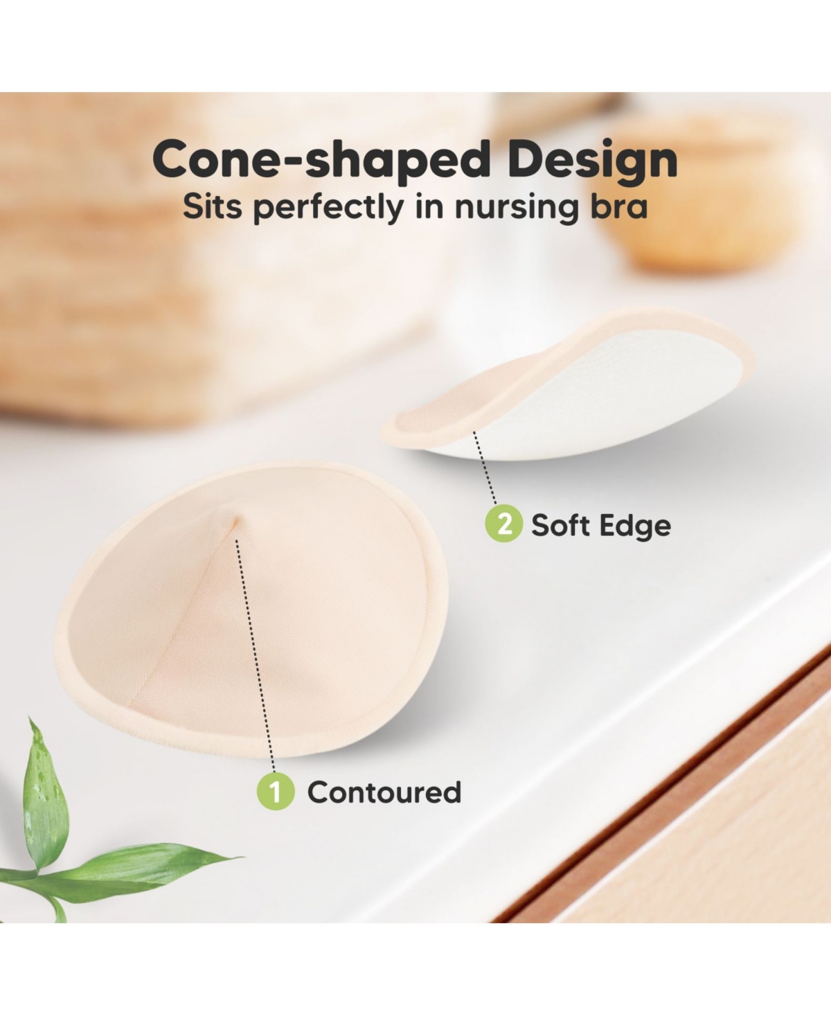 KeaBabies 8pk Organic Nursing Pads, Washable Breast Pads + Wash Bag, Reusable Nipple