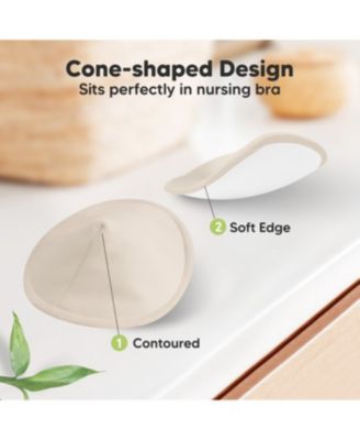 8pk Organic Nursing Pads, Washable Breast Pads + Wash Bag, Reusable Nipple Pads