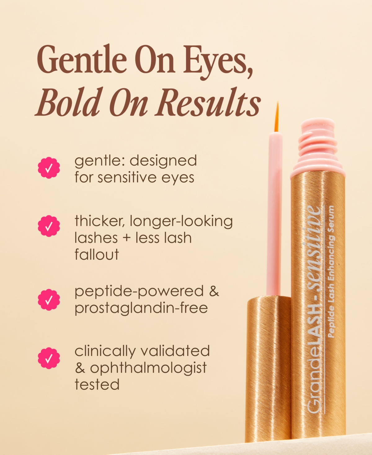 Grande Cosmetics Sensitive Peptide Lash Enhancing Serum, 0.14 Fl. Oz. In Transparent
