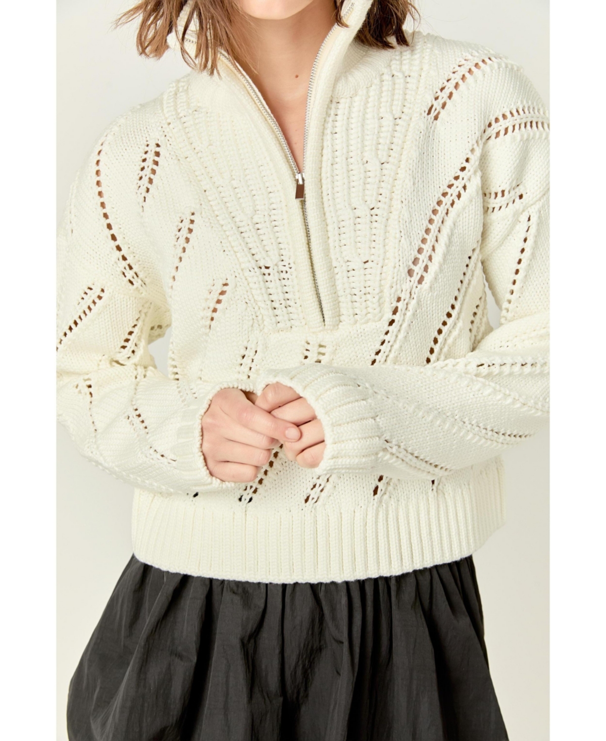 English Factory Women's Collar Zip Up Knit