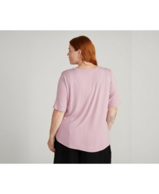 Plus Size Liquid Jersey V-Neck Stovepipe Tee