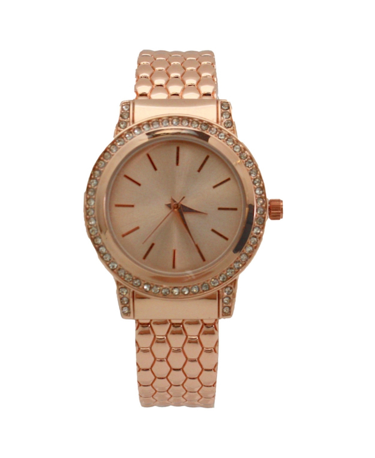 Olivia Pratt Rose Gold Solid And Rhinestones Bangle Watch